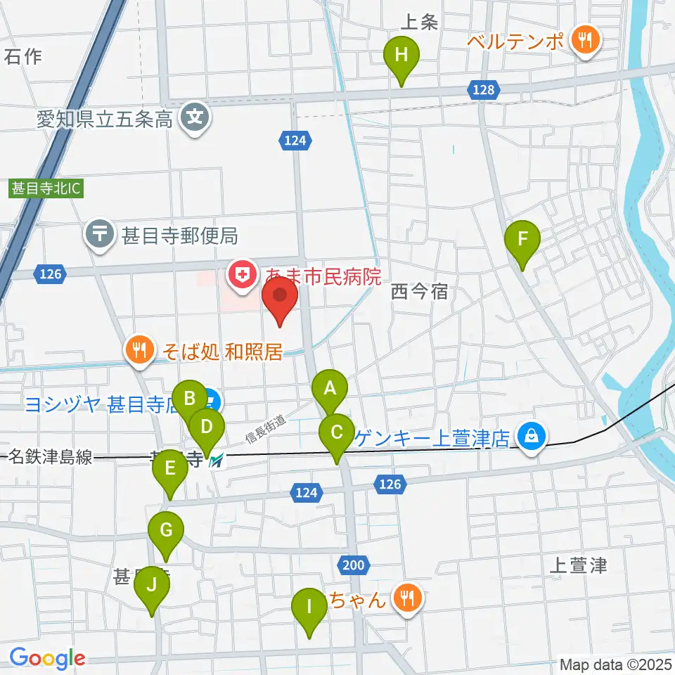 あま市甚目寺総合体育館周辺のカフェ一覧地図