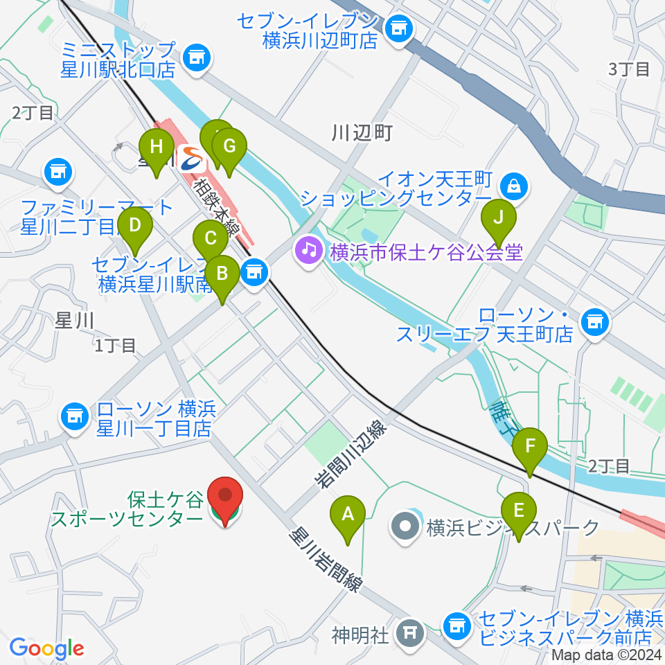 横浜市保土ケ谷スポーツセンター周辺のカフェ一覧地図