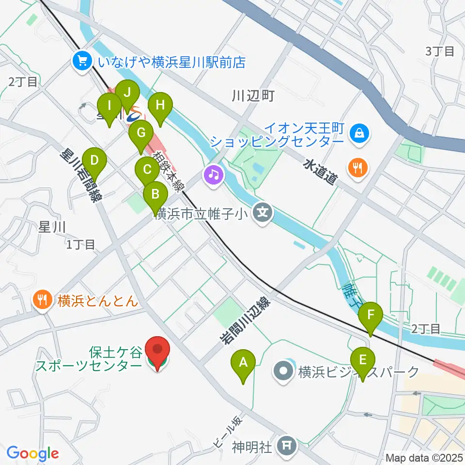 横浜市保土ケ谷スポーツセンター周辺のカフェ一覧地図