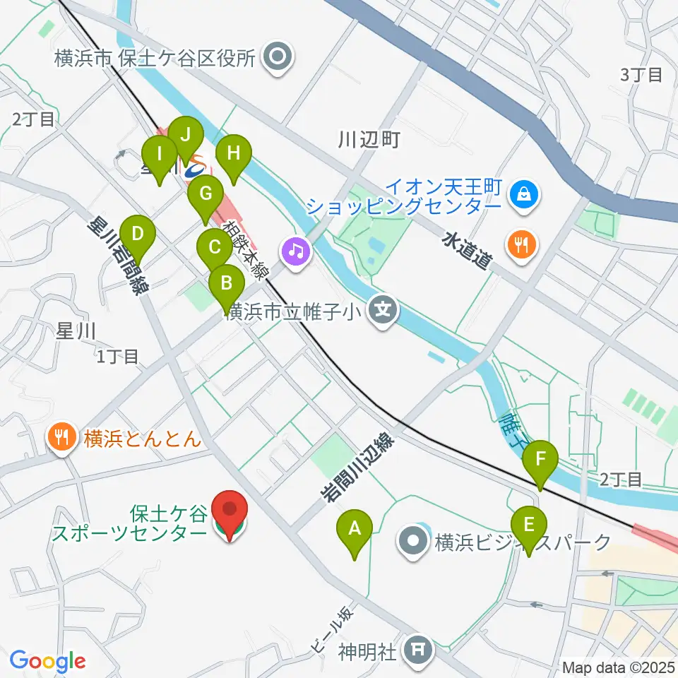 横浜市保土ケ谷スポーツセンター周辺のカフェ一覧地図