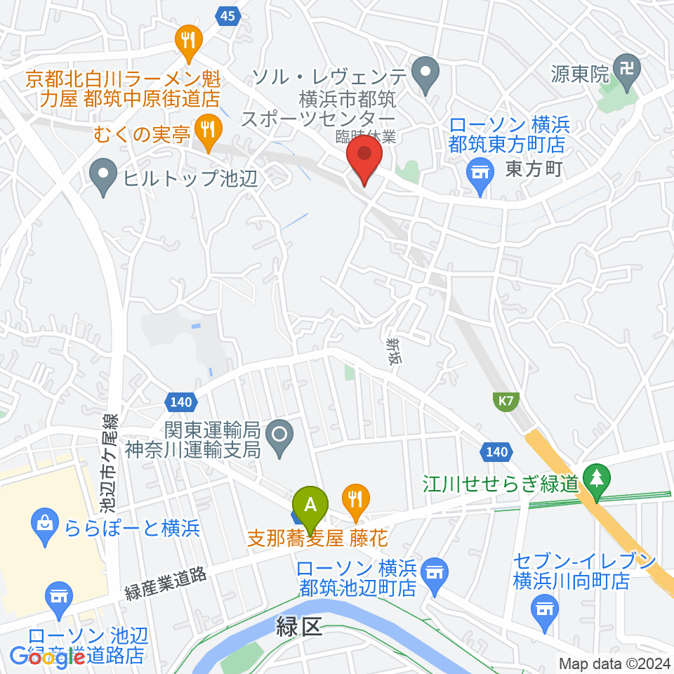 横浜市都筑スポーツセンター周辺のカフェ一覧地図