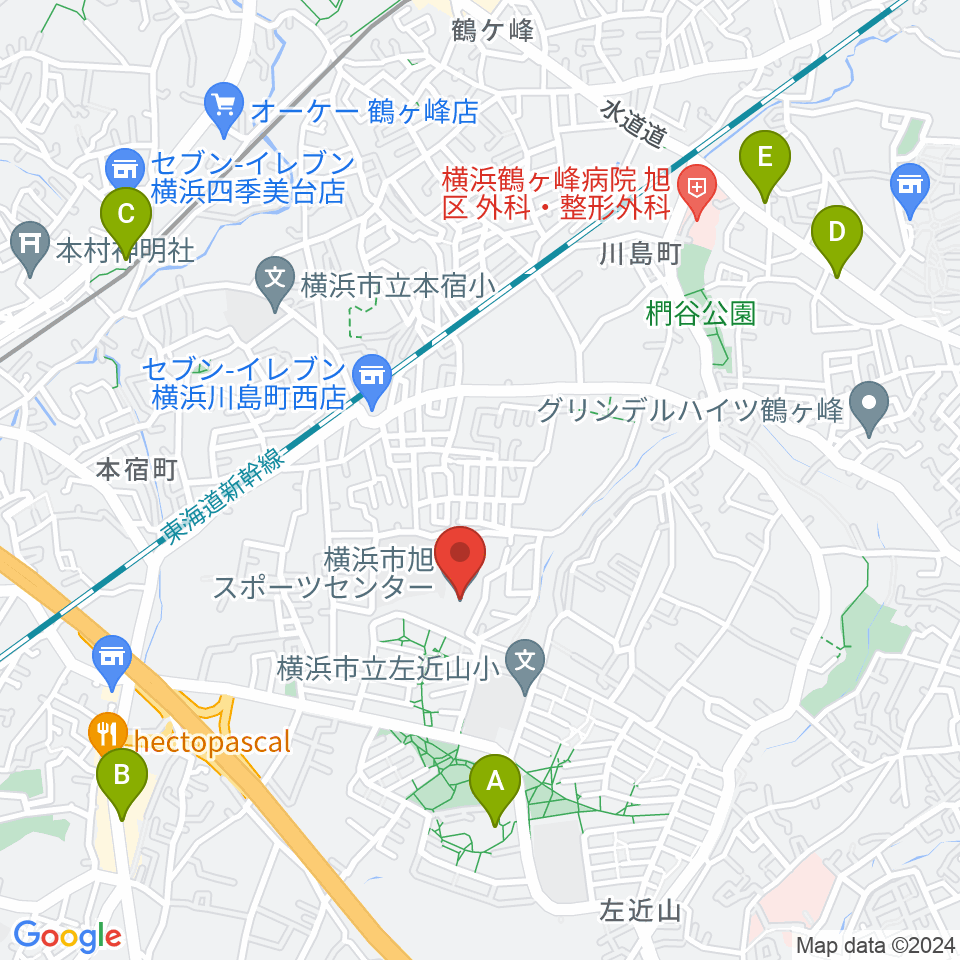 横浜市旭スポーツセンター周辺のカフェ一覧地図