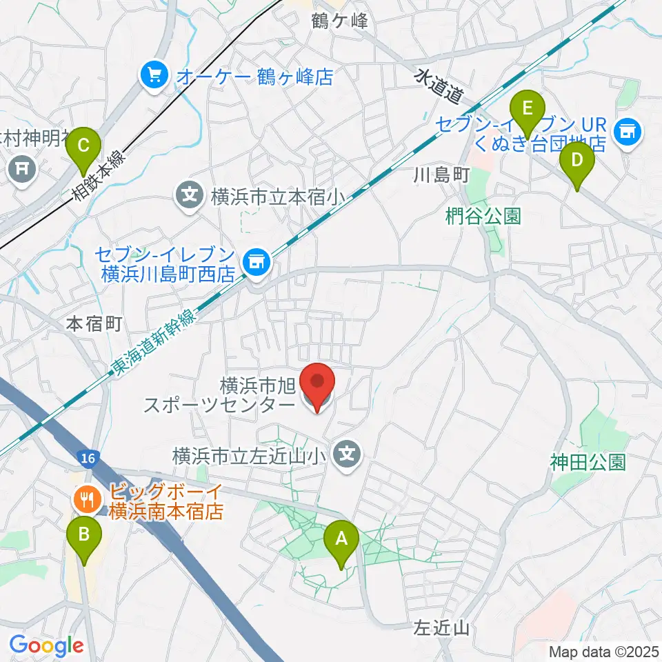 横浜市旭スポーツセンター周辺のカフェ一覧地図