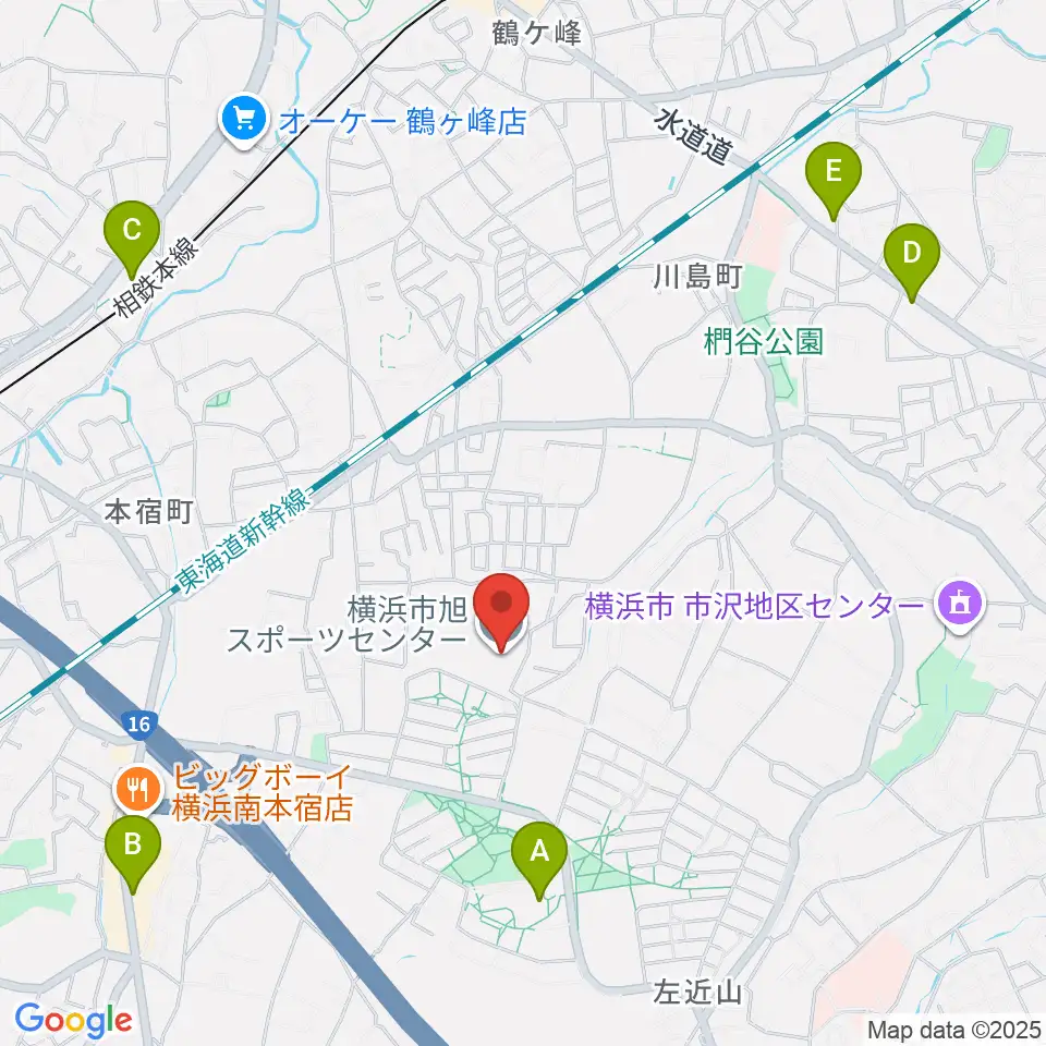 横浜市旭スポーツセンター周辺のカフェ一覧地図