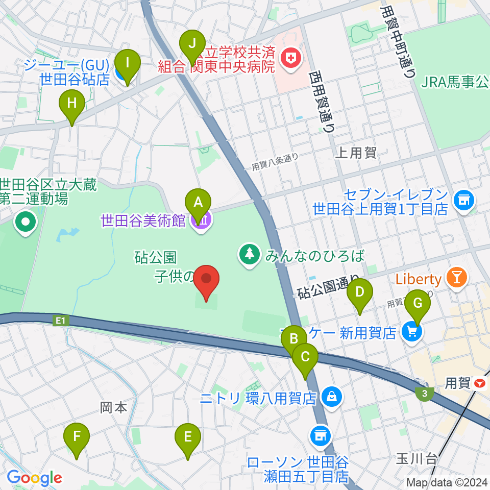 砧公園小サッカー場周辺のカフェ一覧地図