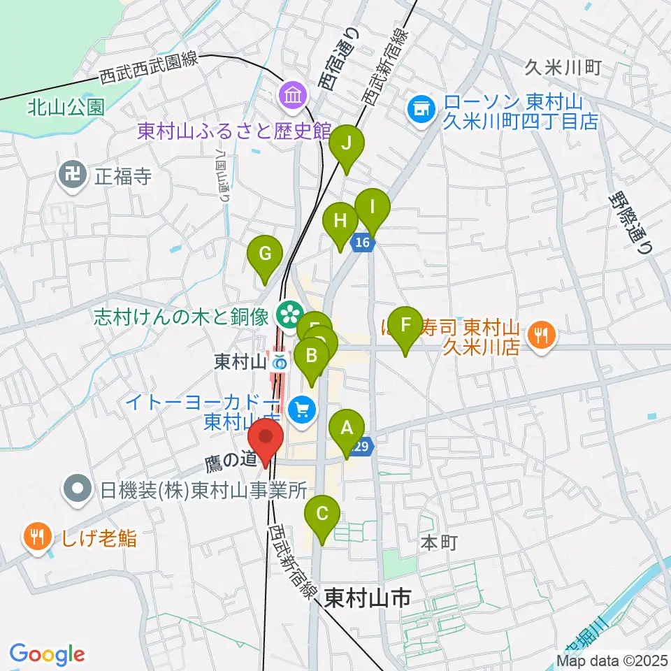 サウンド・スクエア東村山店周辺のカフェ一覧地図