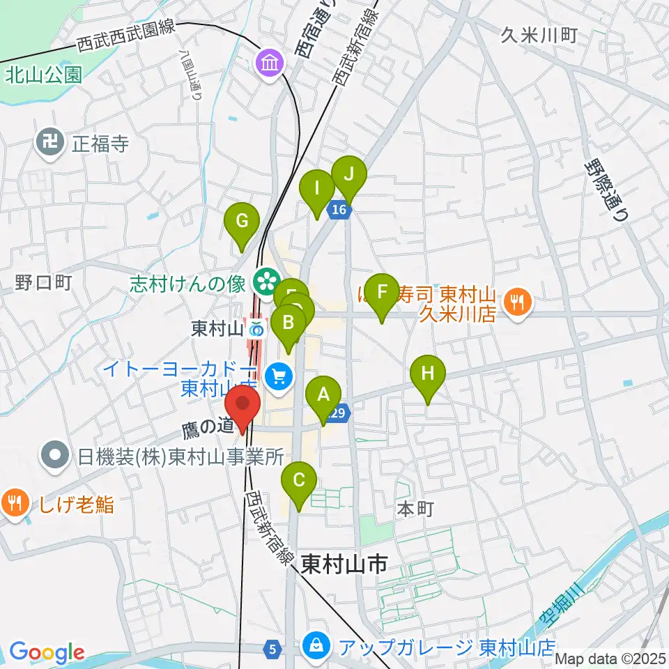 サウンド・スクエア東村山店周辺のカフェ一覧地図