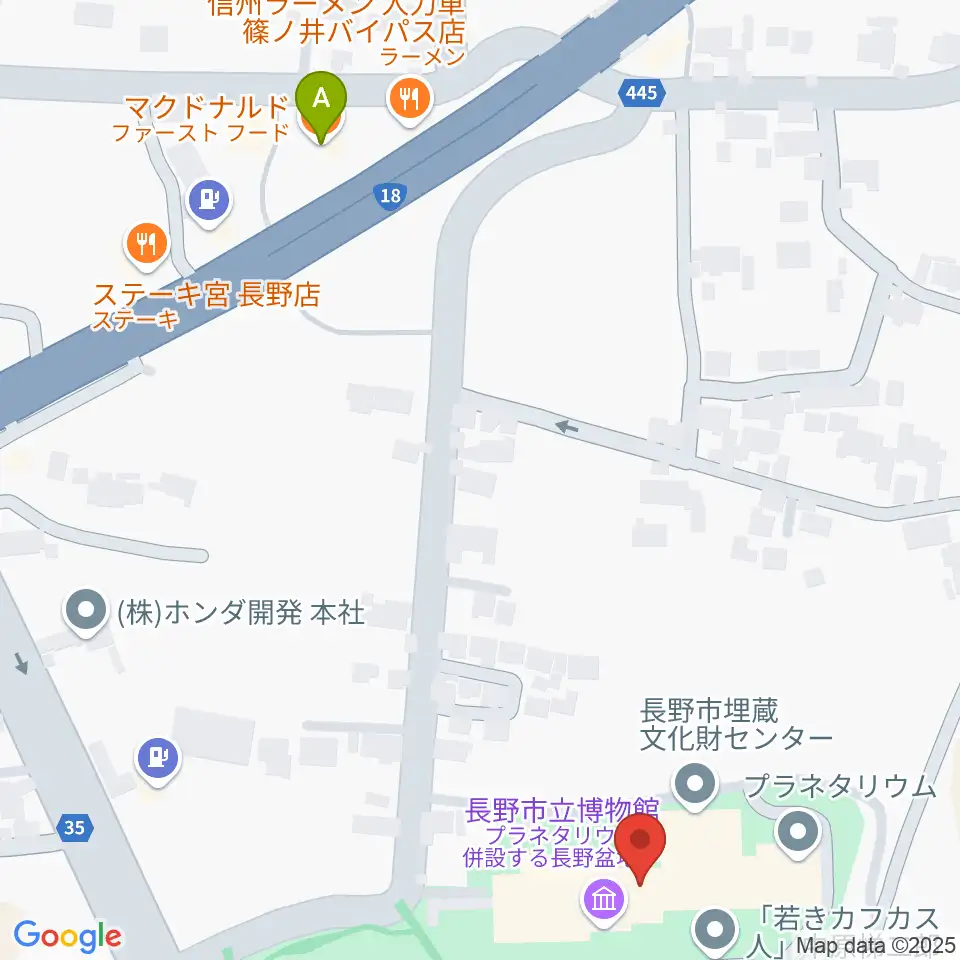 長野市立博物館周辺のカフェ一覧地図