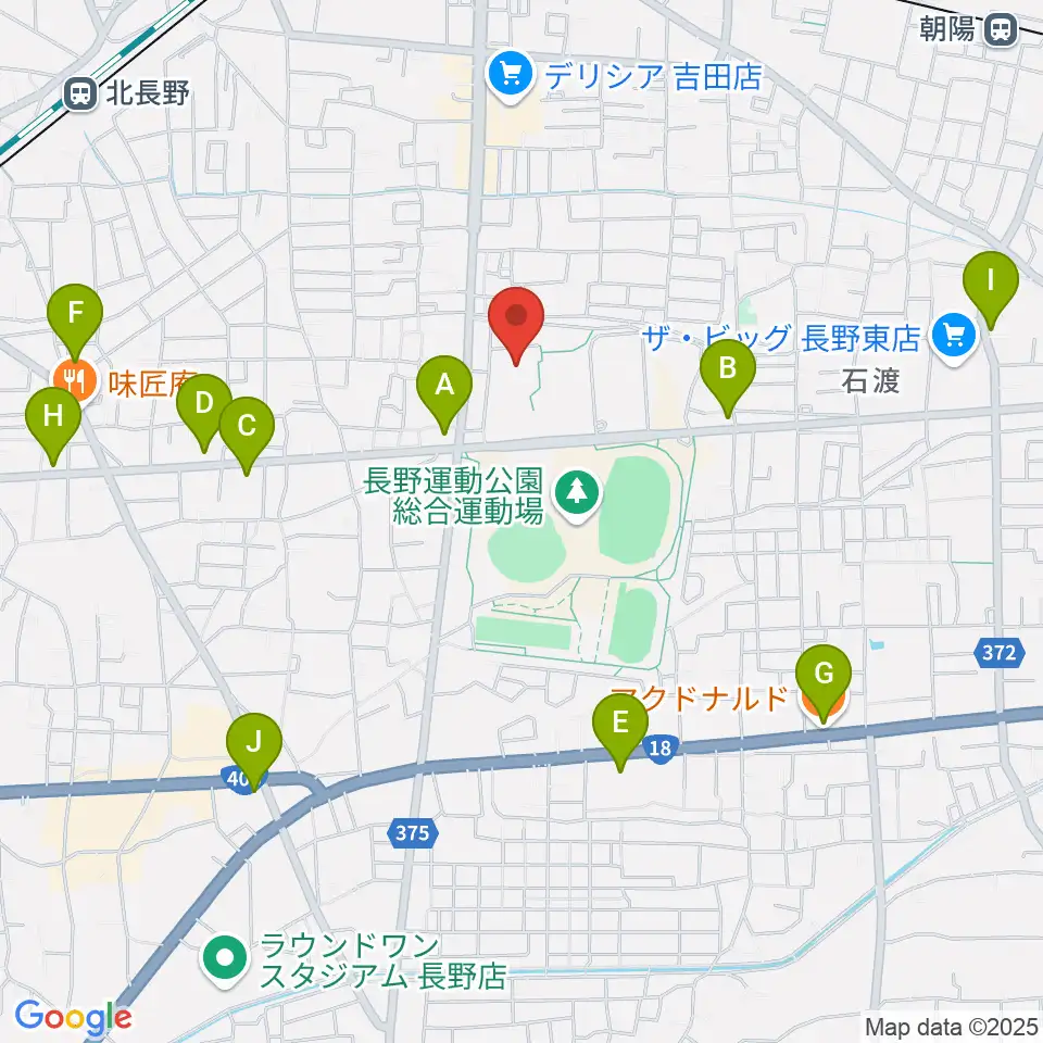 長野運動公園総合体育館周辺のカフェ一覧地図