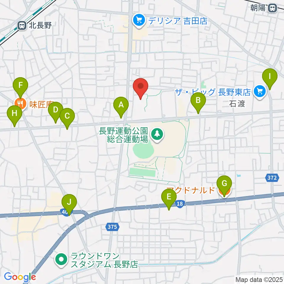 長野運動公園総合体育館周辺のカフェ一覧地図