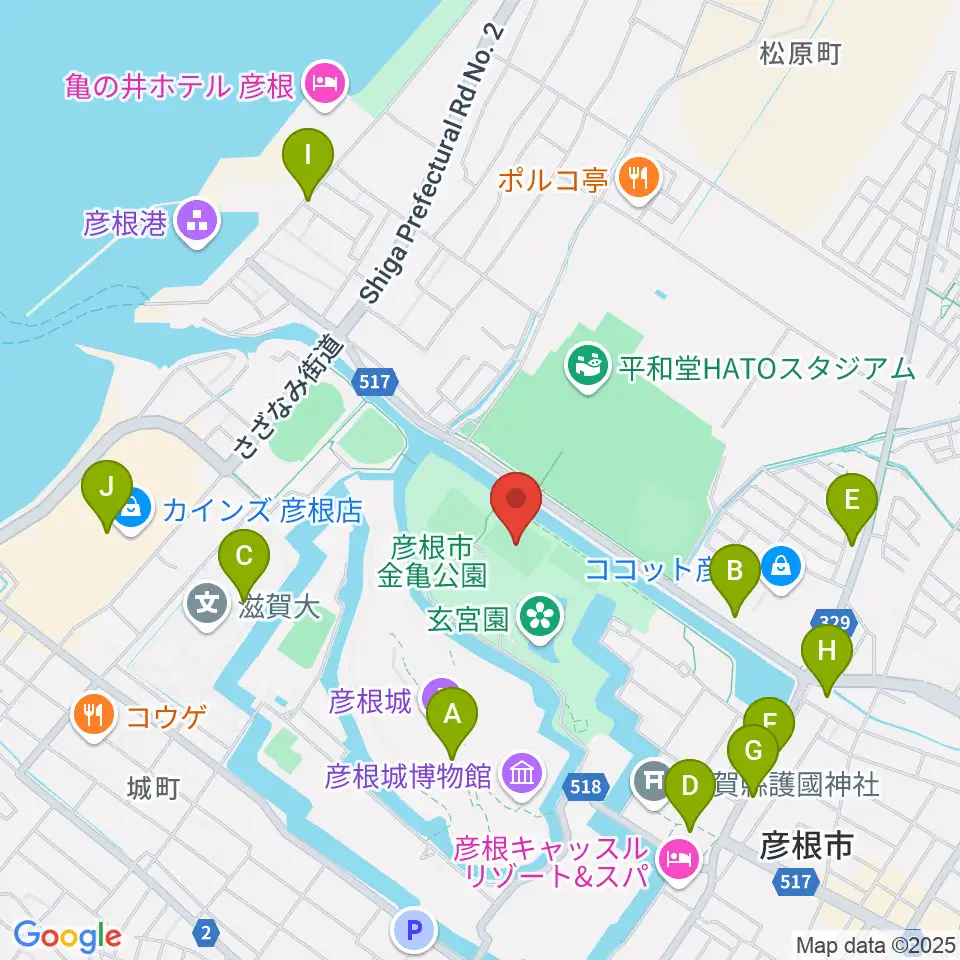 レイラックフィールド彦根周辺のカフェ一覧地図