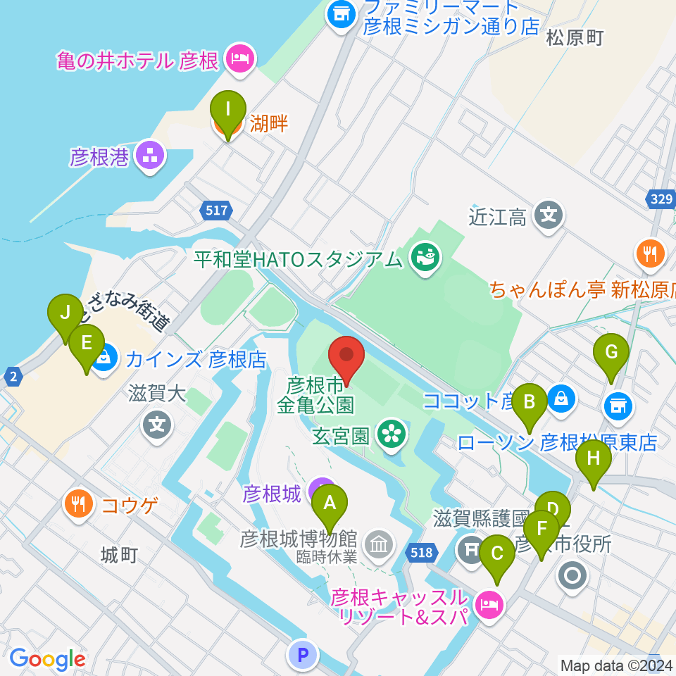 金亀公園多目的グラウンド周辺のカフェ一覧地図