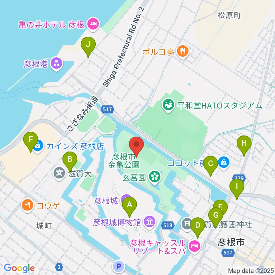 金亀公園多目的グラウンド周辺のカフェ一覧地図
