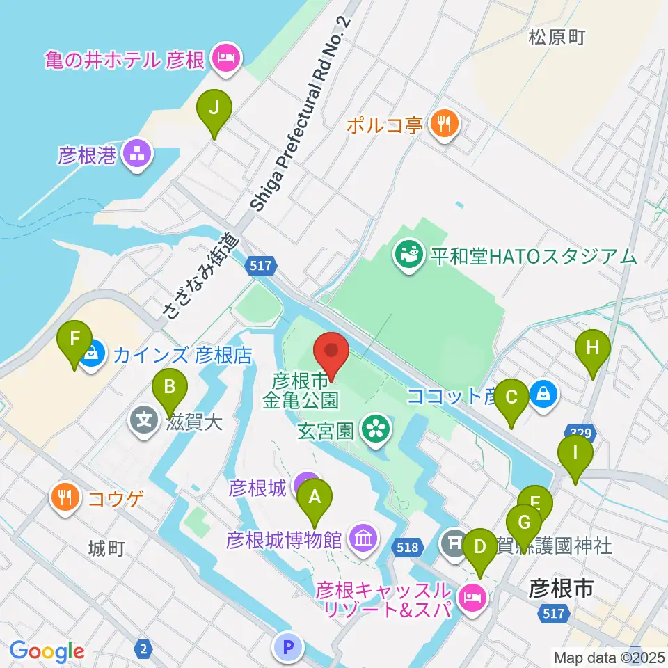 金亀公園多目的グラウンド周辺のカフェ一覧地図
