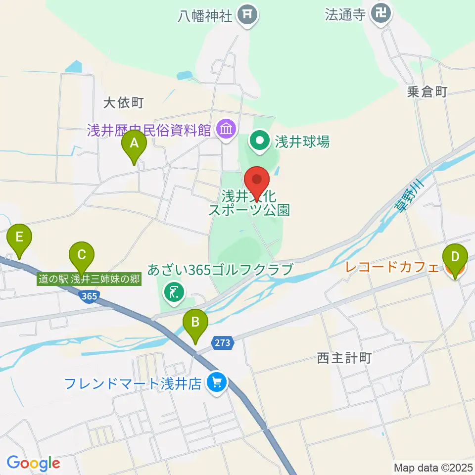 長浜市浅井B＆G海洋センター周辺のカフェ一覧地図