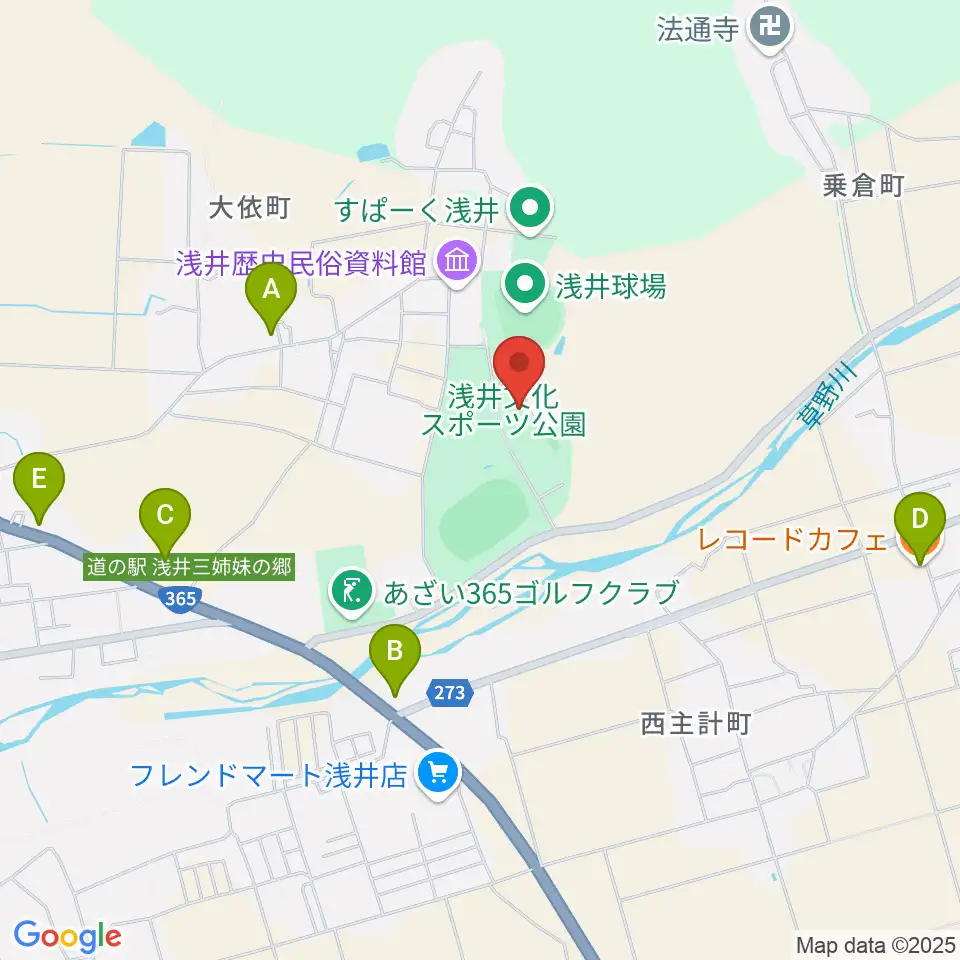 長浜市浅井B＆G海洋センター周辺のカフェ一覧地図