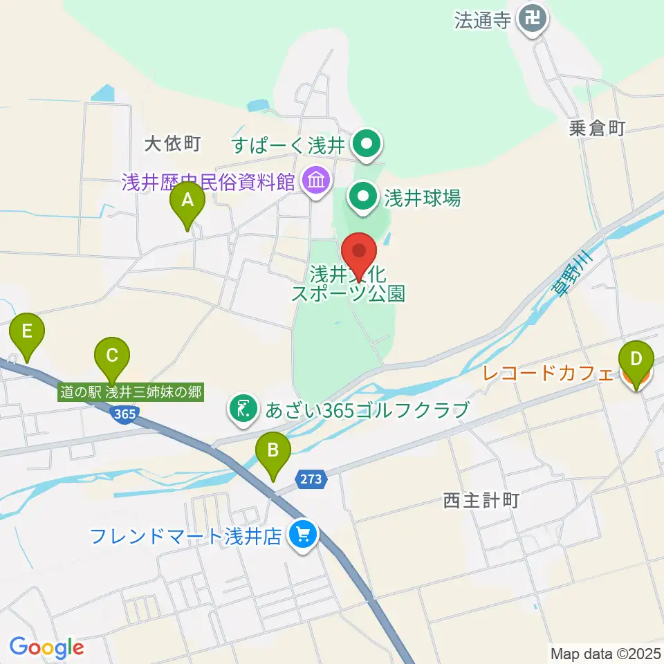 長浜市浅井B＆G海洋センター周辺のカフェ一覧地図