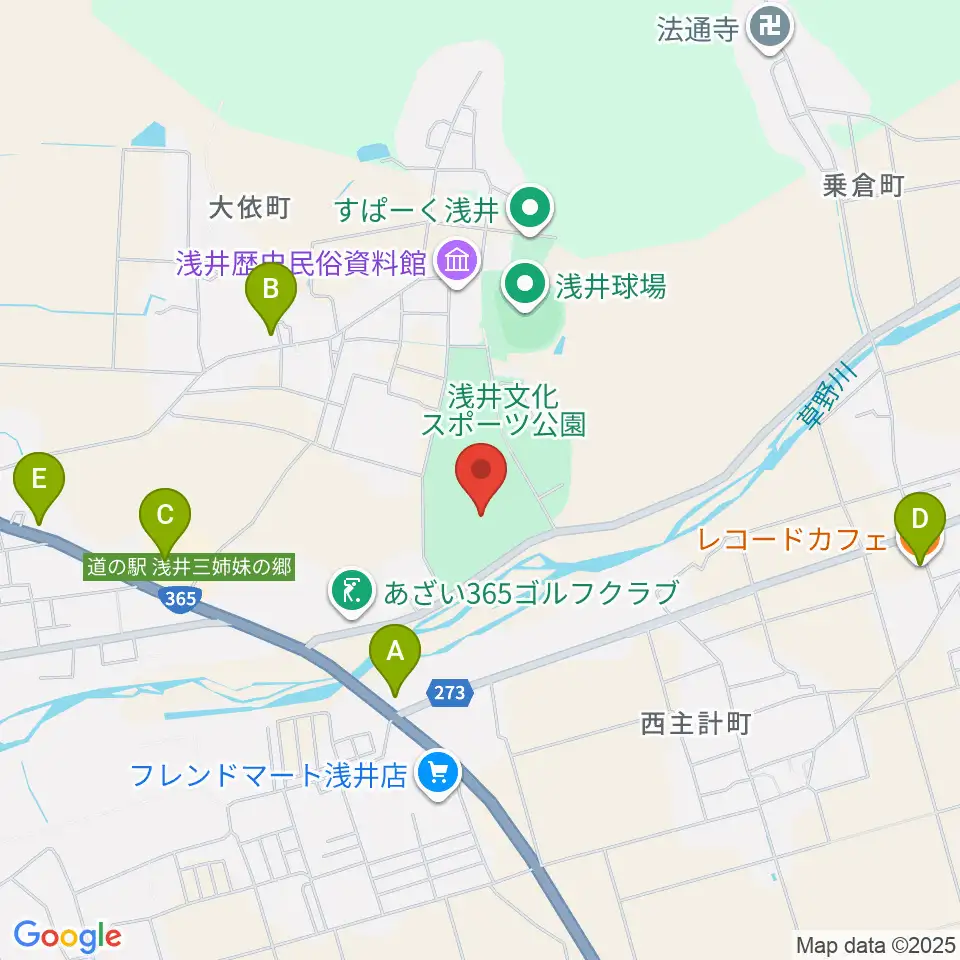 浅井ふれあいグラウンド周辺のカフェ一覧地図