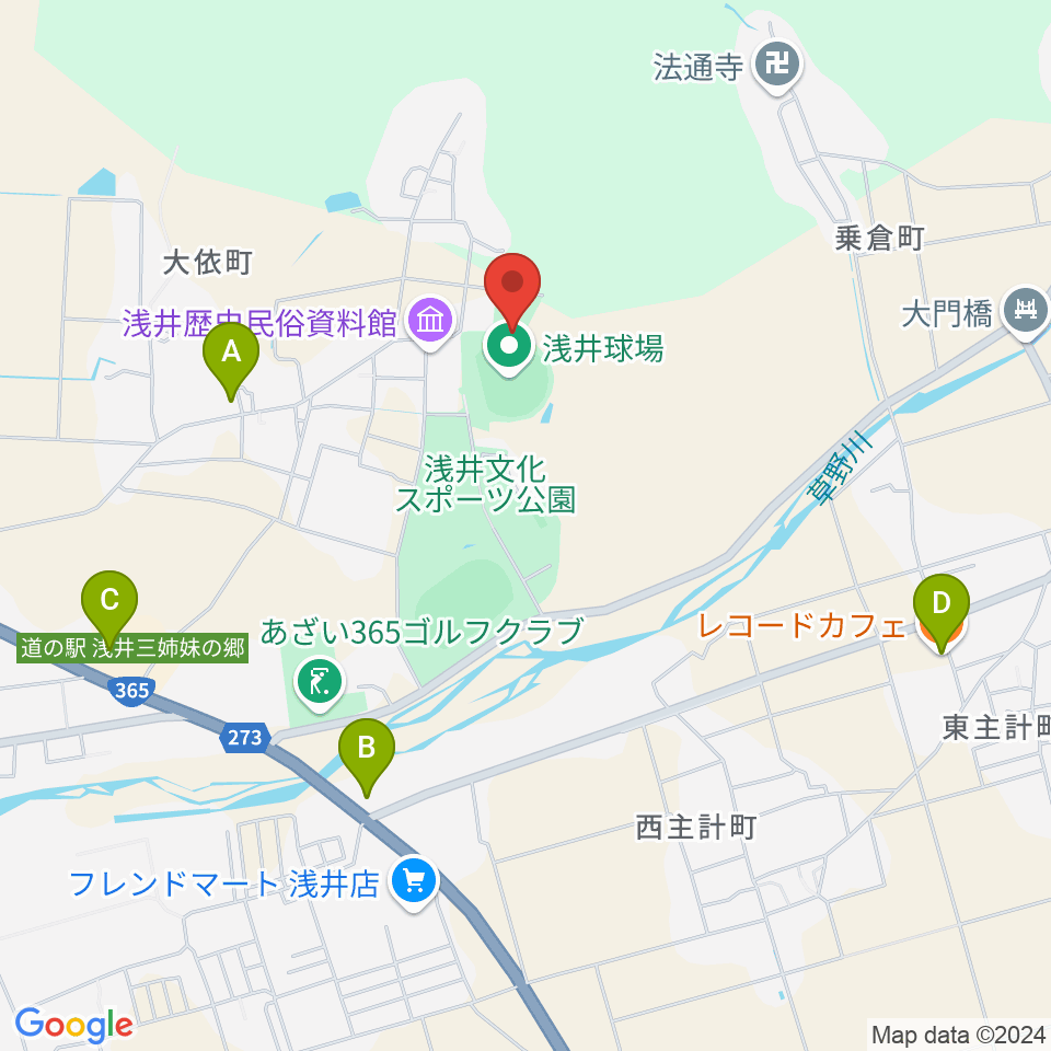 すぱーく浅井周辺のカフェ一覧地図