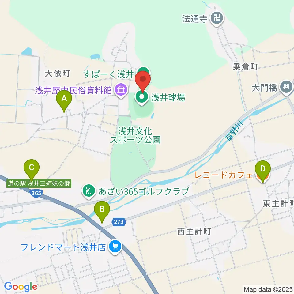 すぱーく浅井周辺のカフェ一覧地図