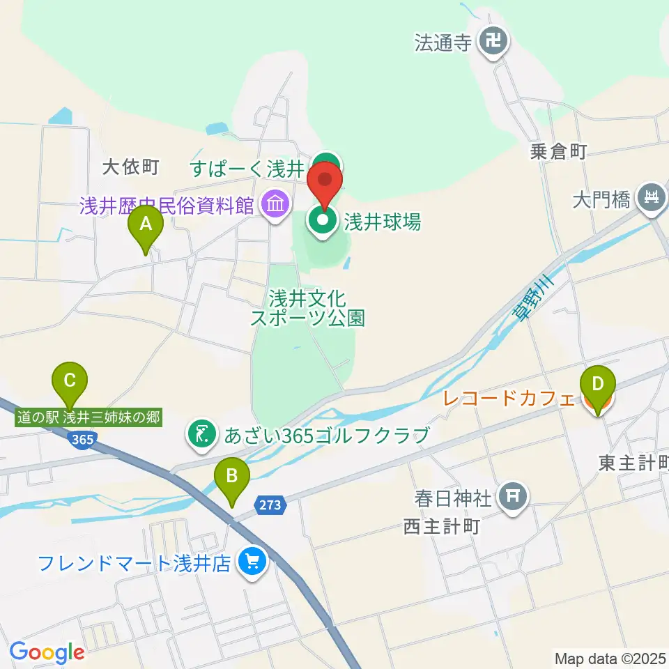 すぱーく浅井周辺のカフェ一覧地図