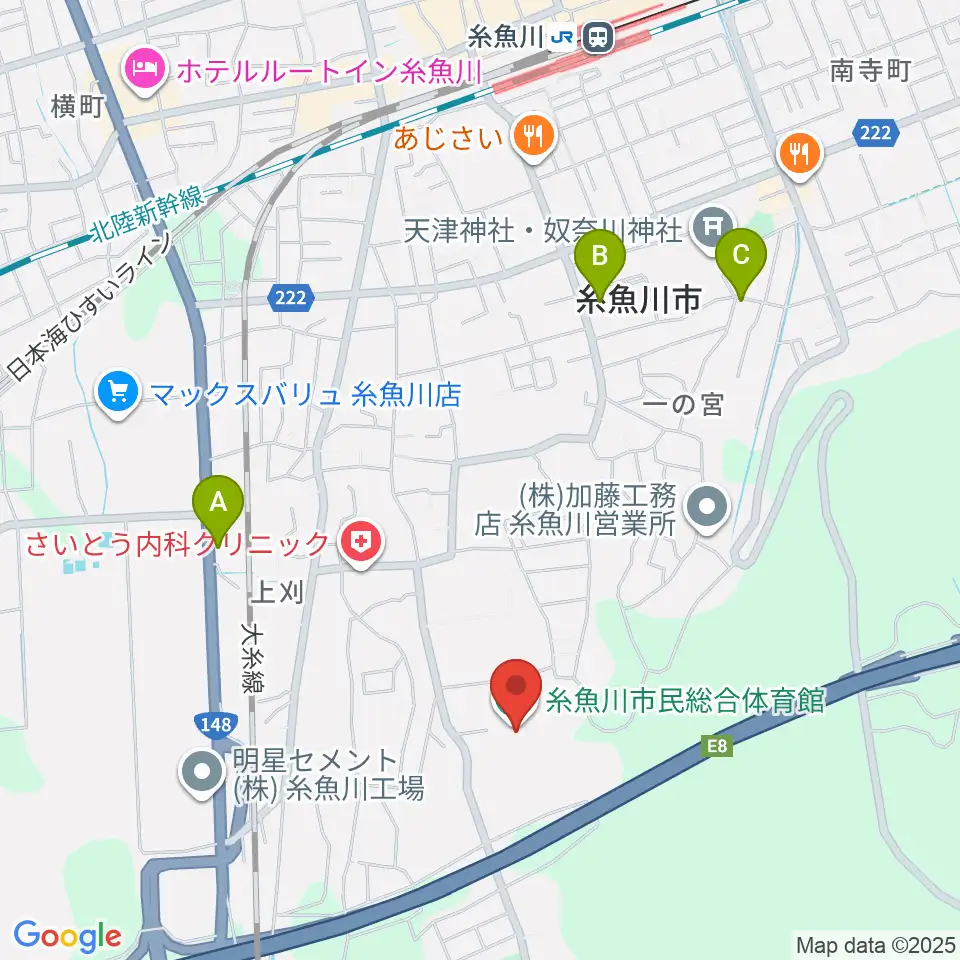 糸魚川市民総合体育館周辺のカフェ一覧地図