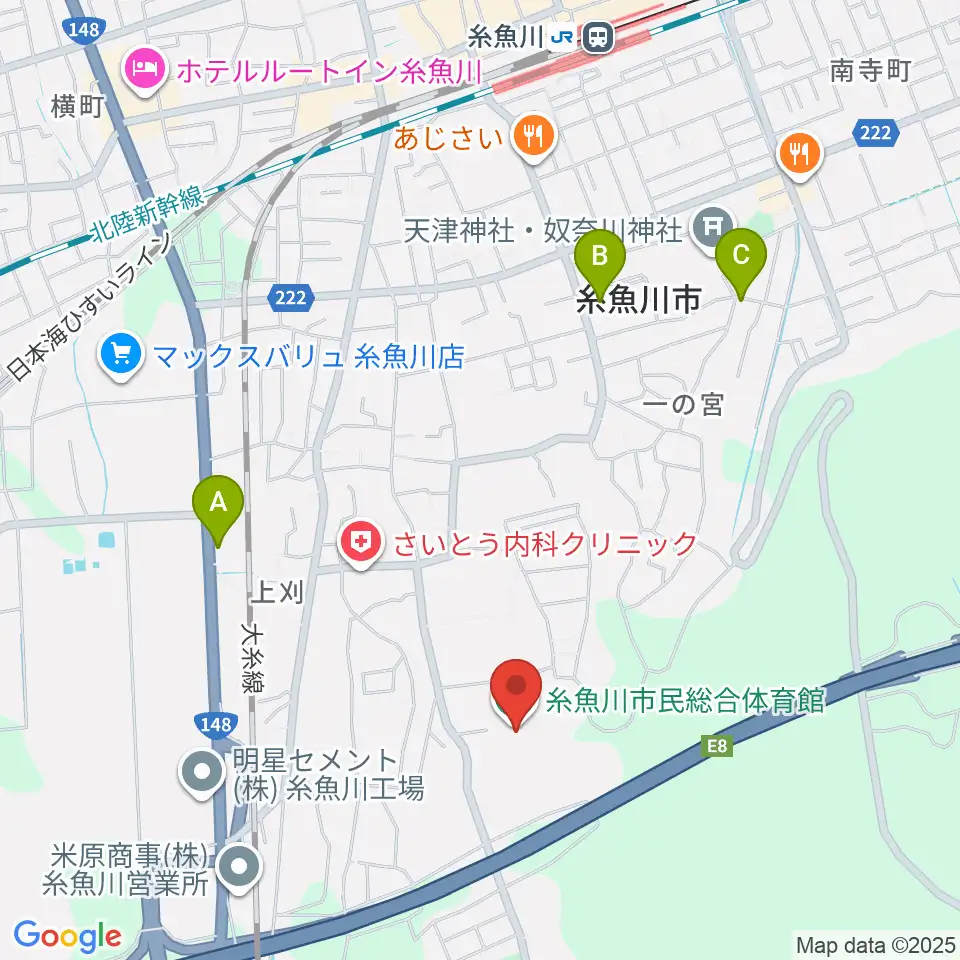 糸魚川市民総合体育館周辺のカフェ一覧地図