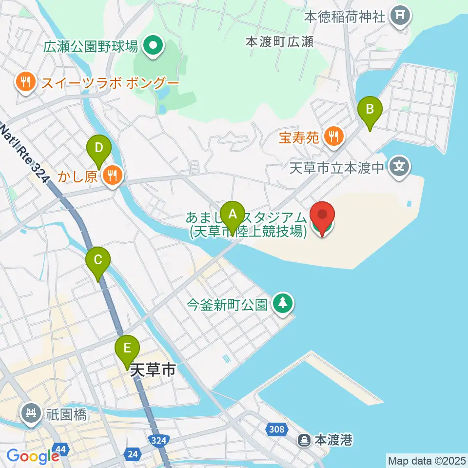 あましんスタジアム周辺のカフェ一覧地図
