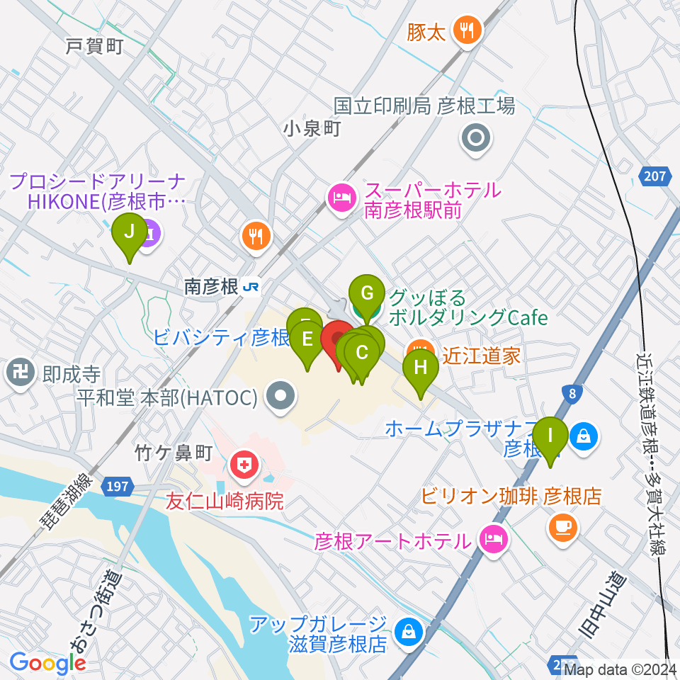 彦根ビバシティシネマ周辺のカフェ一覧地図