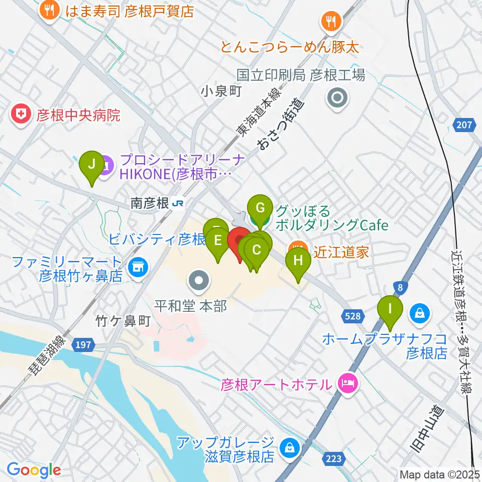彦根ビバシティシネマ周辺のカフェ一覧地図