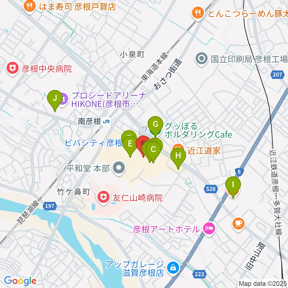 彦根ビバシティシネマ周辺のカフェ一覧地図