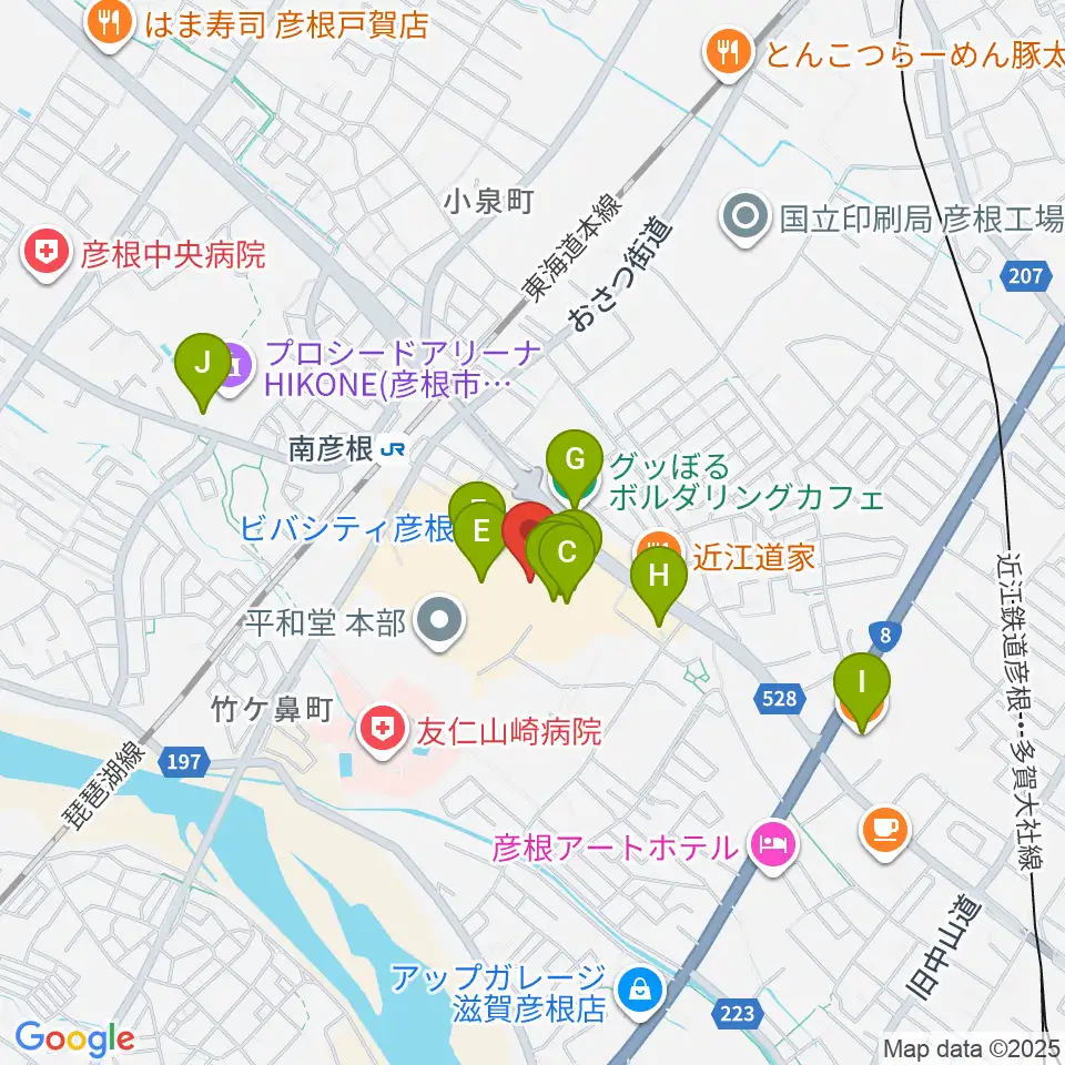 彦根ビバシティシネマ周辺のカフェ一覧地図