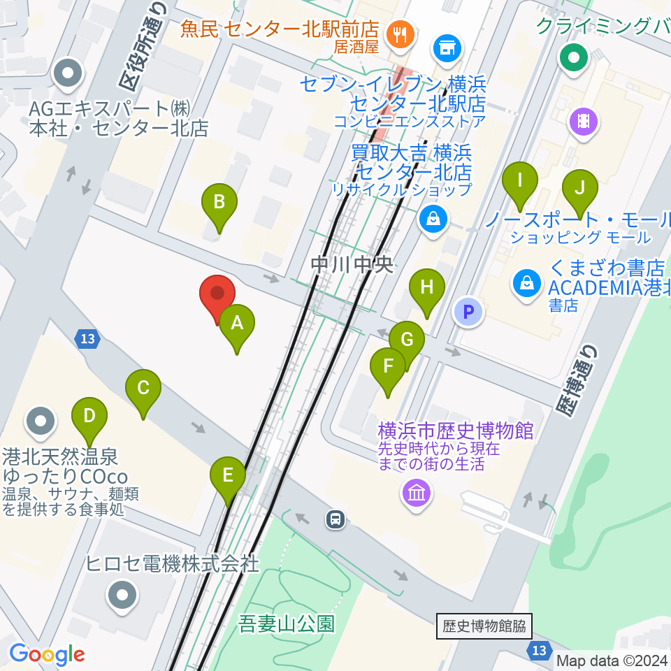 都筑区民文化センター ボッシュホール周辺のカフェ一覧地図