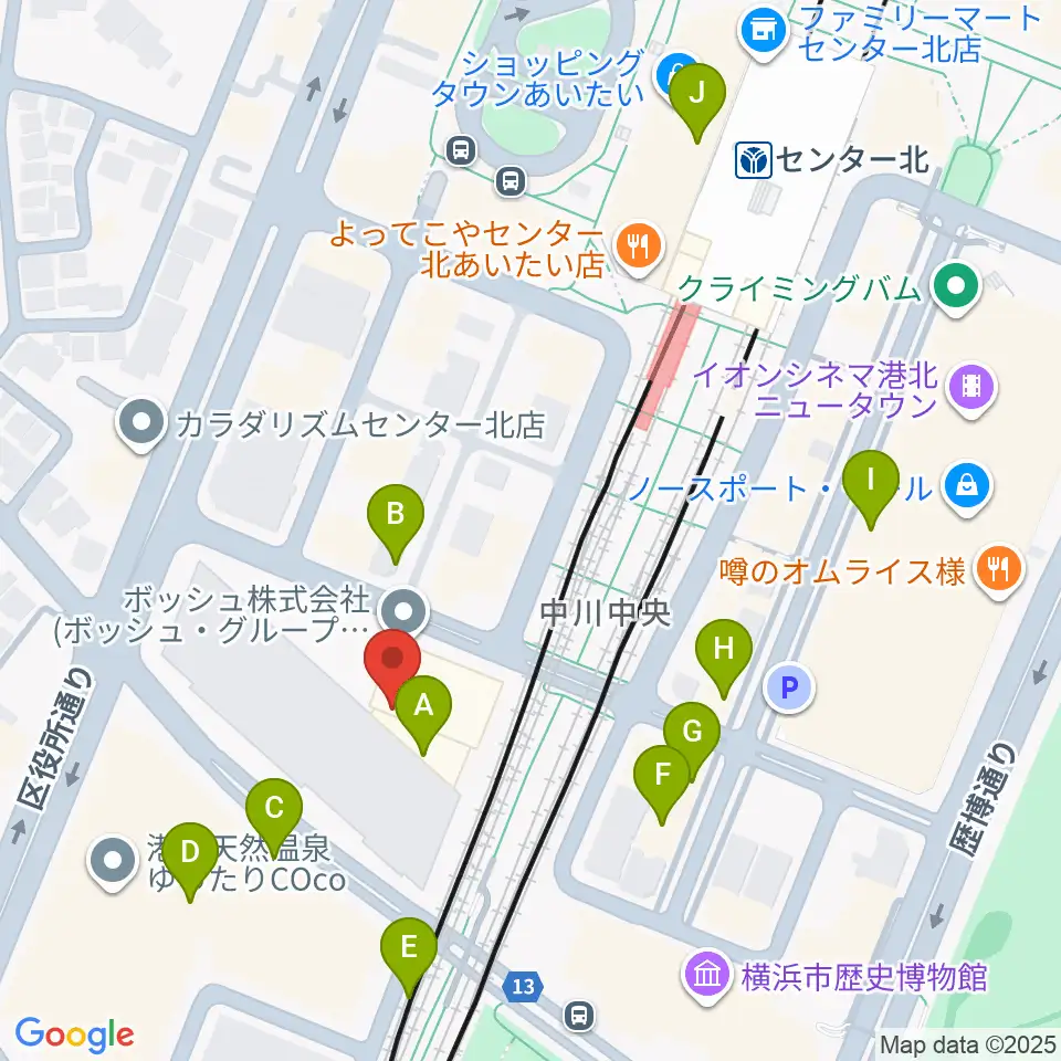 ボッシュホール周辺のカフェ一覧地図