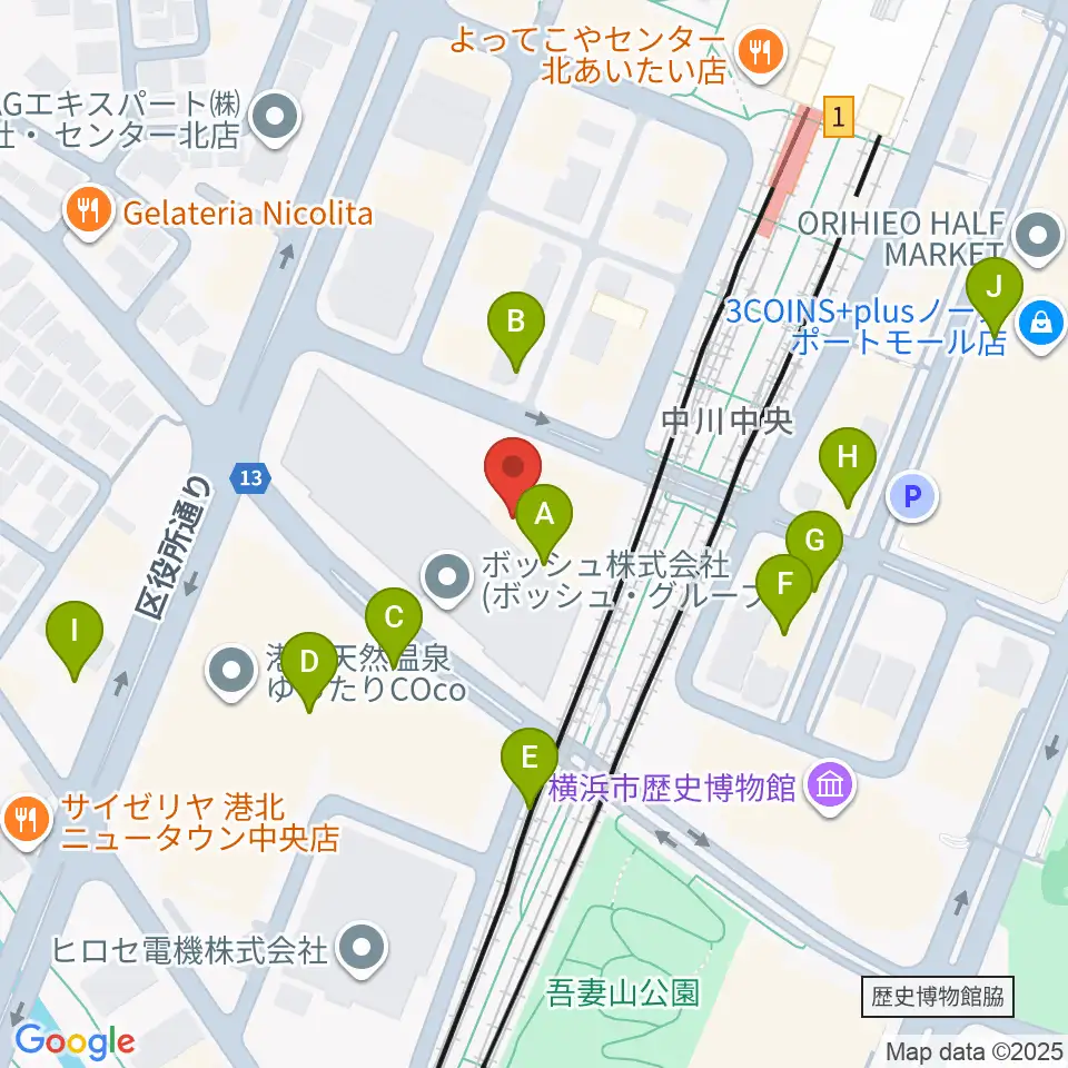 ボッシュホール周辺のカフェ一覧地図