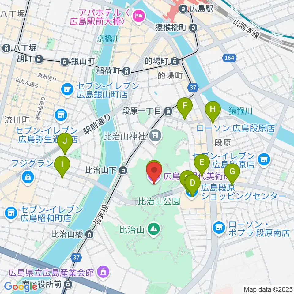 広島市現代美術館周辺のカフェ一覧地図