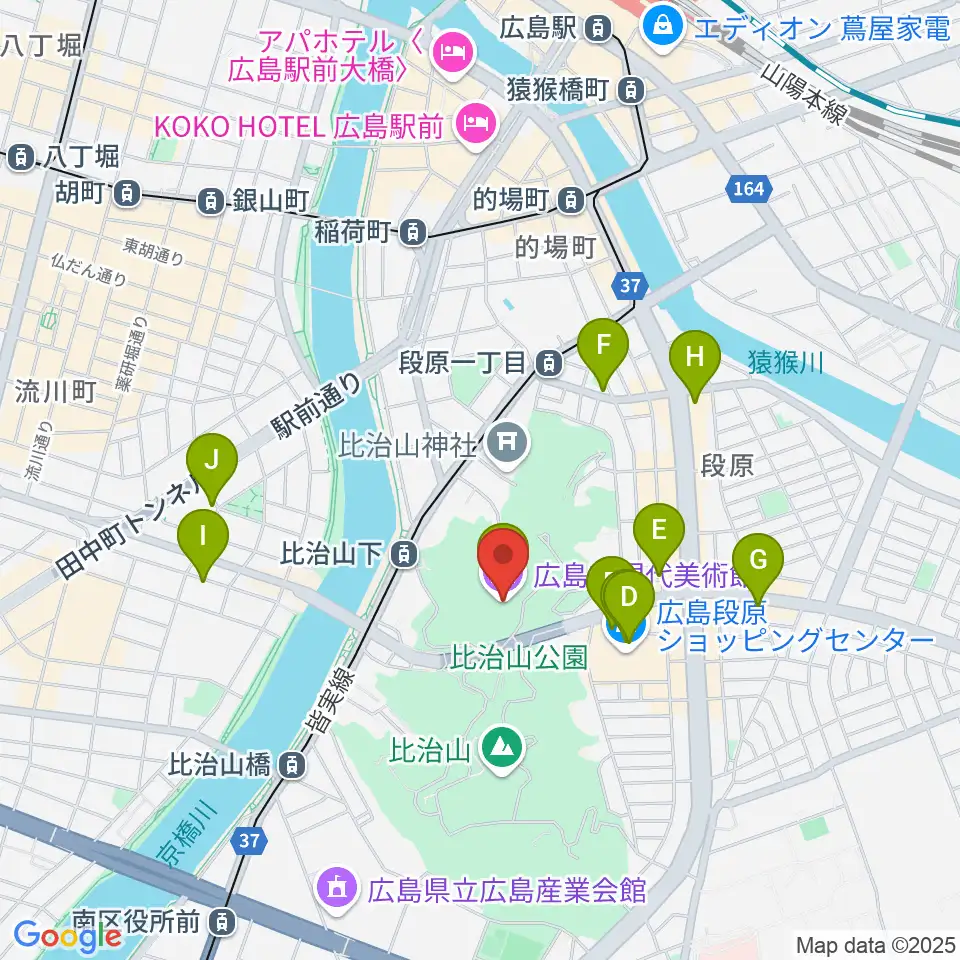 広島市現代美術館周辺のカフェ一覧地図