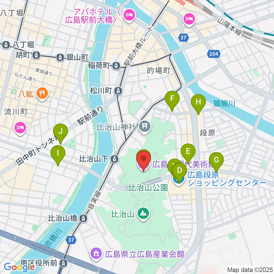 広島市現代美術館周辺のカフェ一覧地図