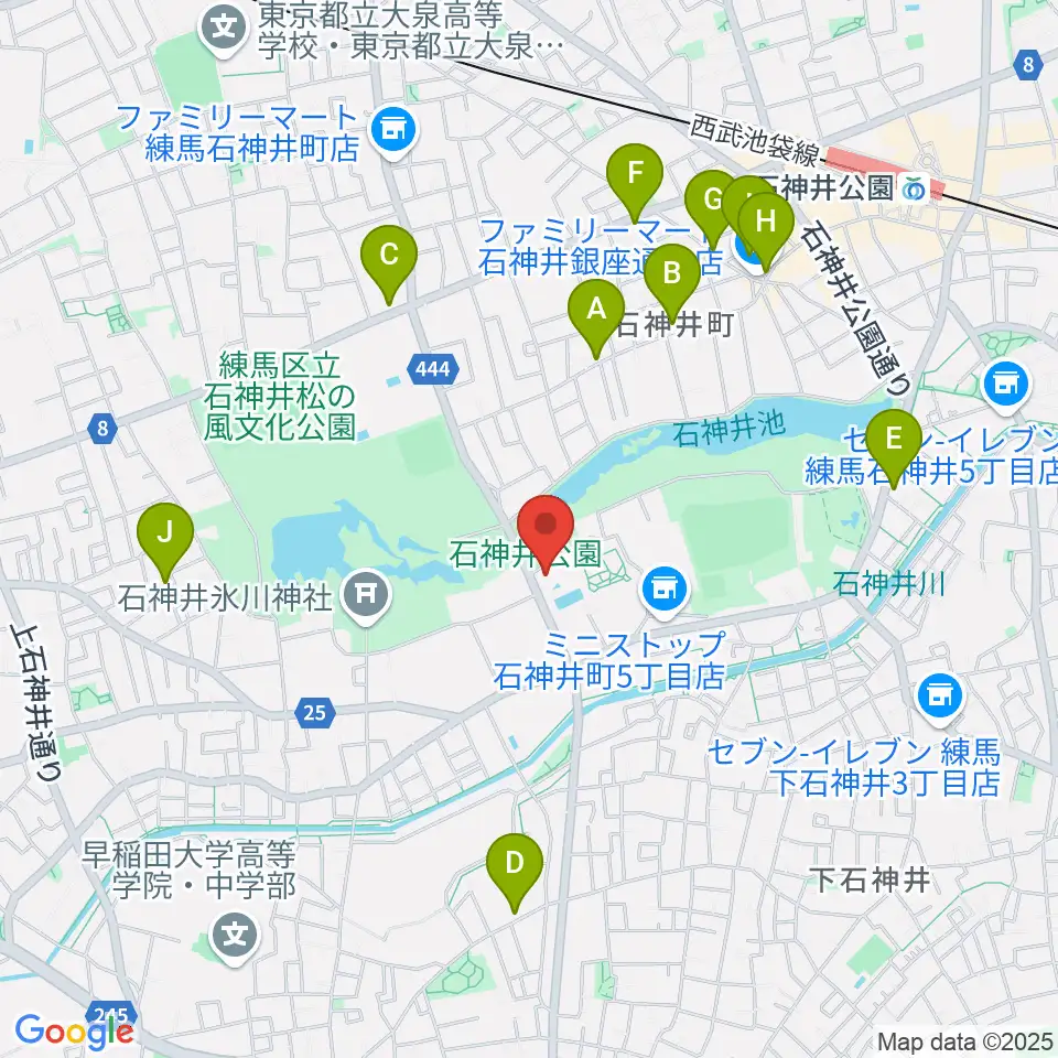 石神井公園ふるさと文化館周辺のカフェ一覧地図