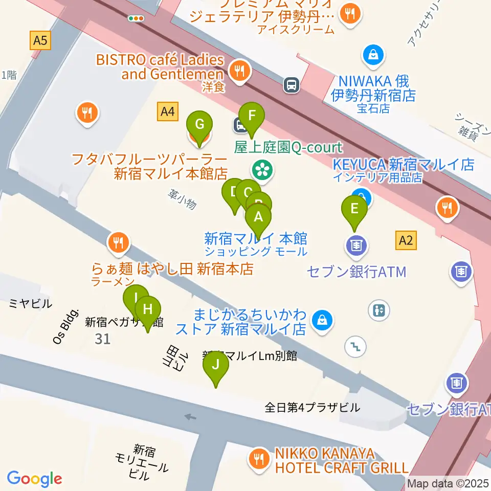 シアターマーキュリー新宿周辺のカフェ一覧地図