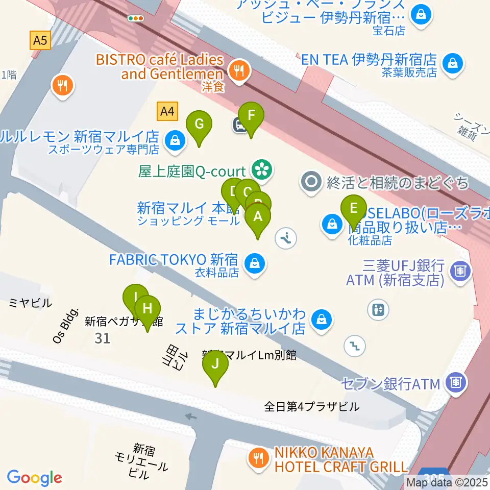 シアターマーキュリー新宿周辺のカフェ一覧地図