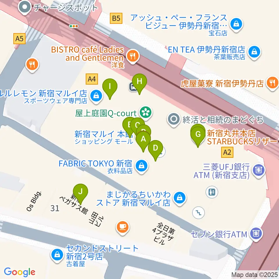 シアターマーキュリー新宿周辺のカフェ一覧地図