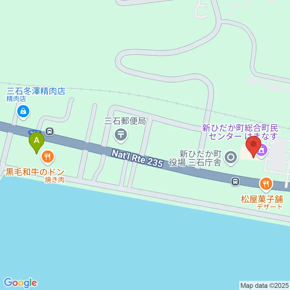 新ひだか町総合町民センターはまなす周辺のカフェ一覧地図
