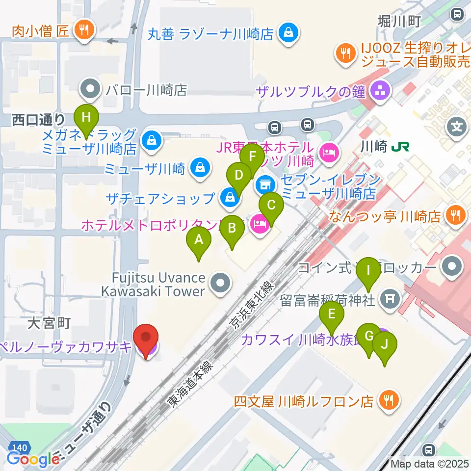 SUPERNOVA KAWASAKI周辺のカフェ一覧地図