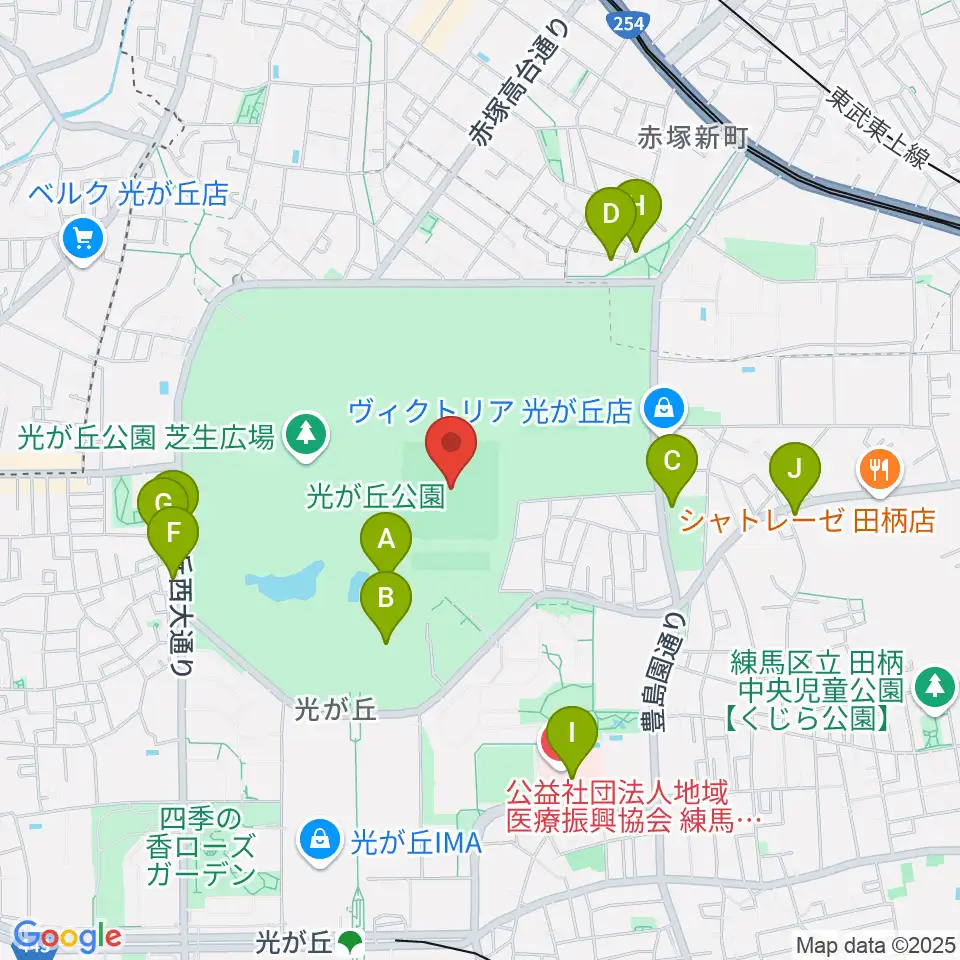光が丘公園野球場周辺のカフェ一覧地図