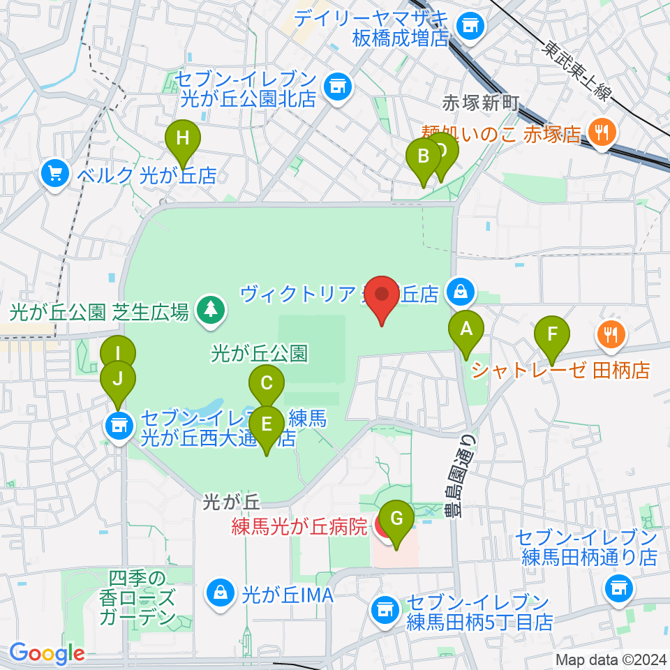 光が丘公園陸上競技場周辺のカフェ一覧地図