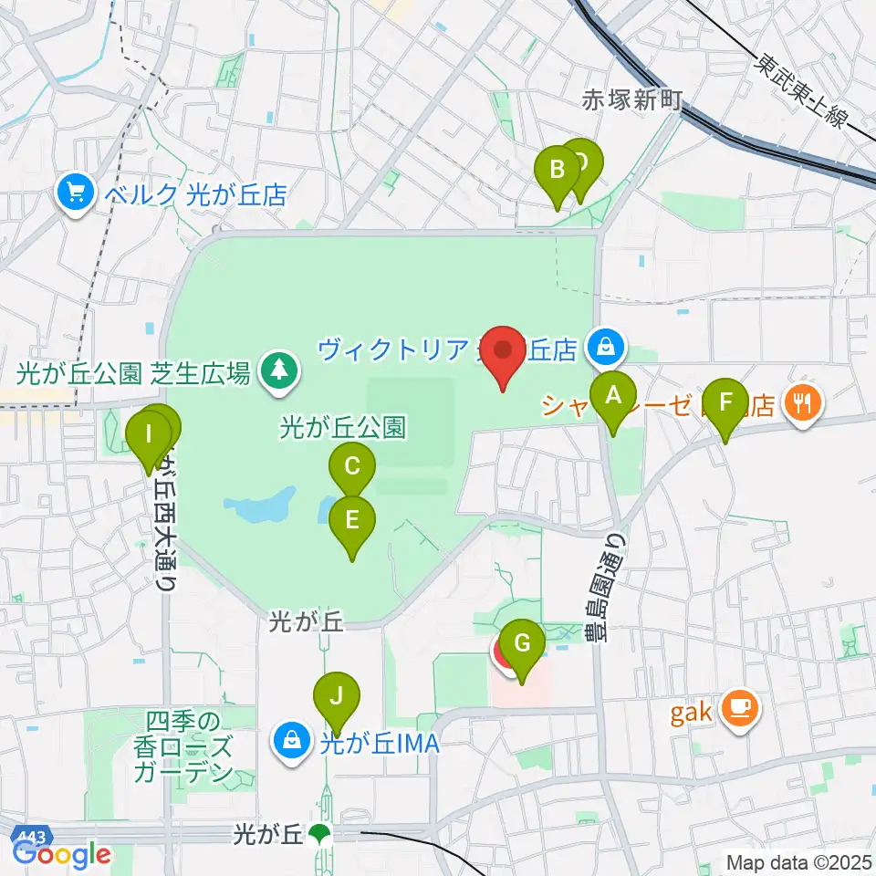 光が丘公園陸上競技場周辺のカフェ一覧地図