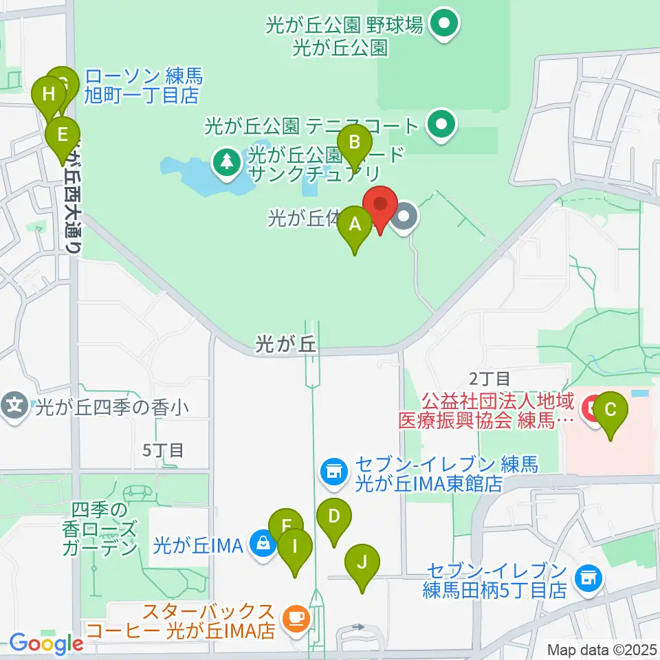光が丘体育館周辺のカフェ一覧地図