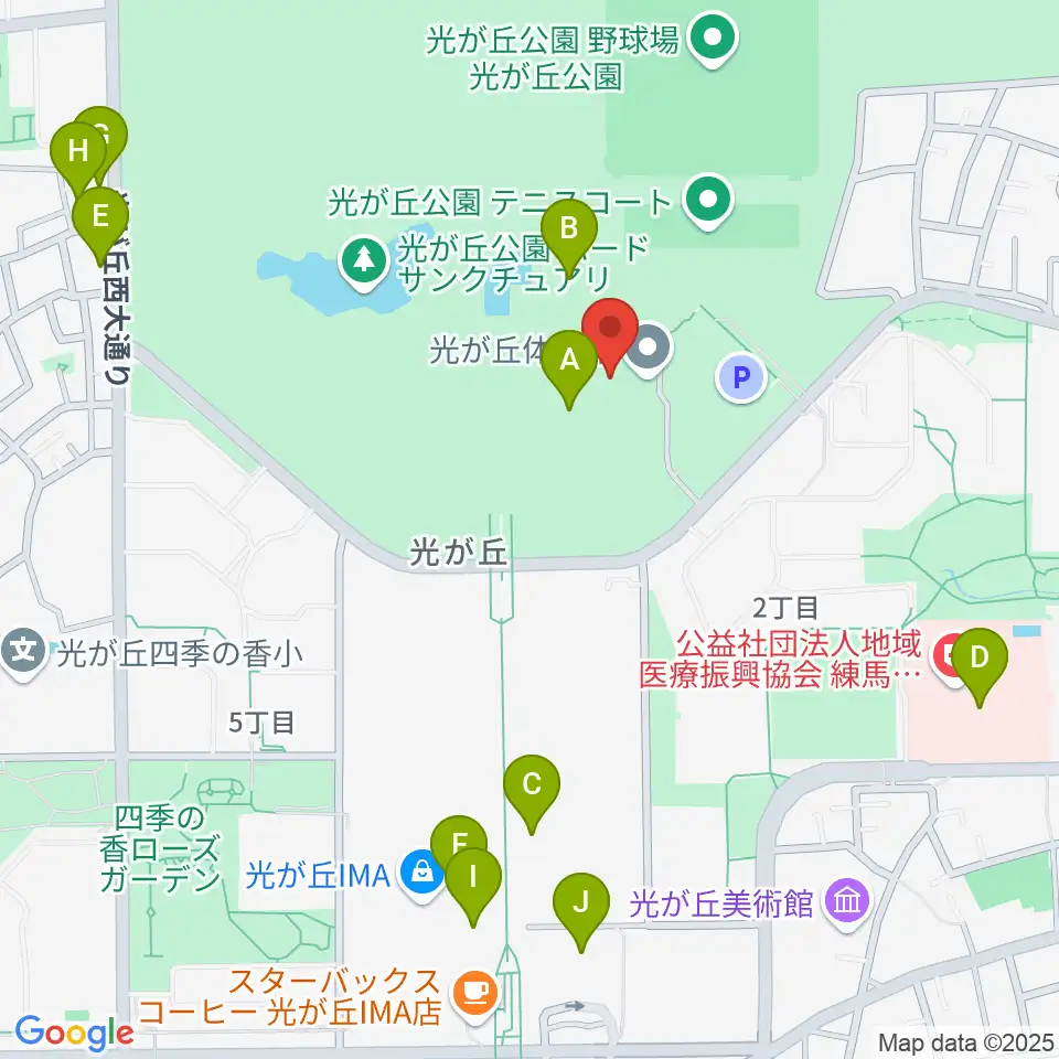 光が丘体育館周辺のカフェ一覧地図
