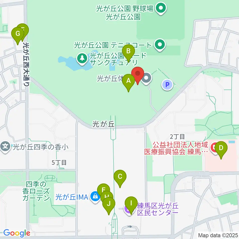 光が丘体育館周辺のカフェ一覧地図